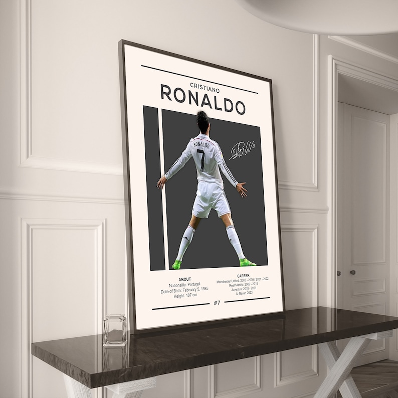 Cristiano Ronaldo Print, Cristiano Ronaldo Poster, Football Gift, Sports Poster, Football Player Poster, Soccer Wall Art, Real Madrid