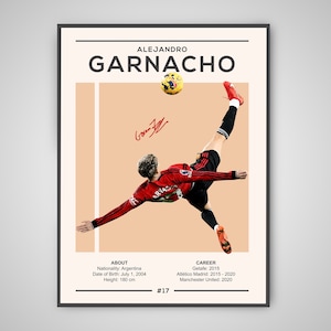 Alejdro Garnacho Poster, AlejAndro Garnacho Print, Manchester United, Fußball Geschenk, Sport Poster, Fußballspieler Poster, Fußballkunst