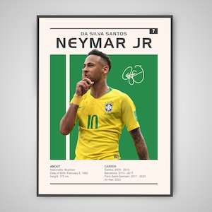 Neymar Jr Poster | Da Silva Santos Neymar Jr Druck, Sport Poster, Fußball Poster, Fußball Wandkunst, Neymar Jr Brasilien Nationalmannschaft Druck