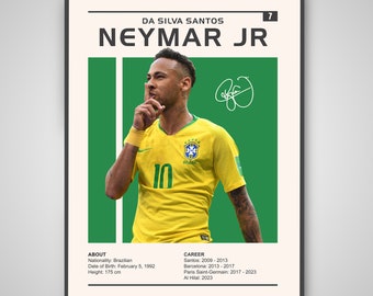 Poster Neymar Jr | Impression Da Silva Santos Neymar Jr, affiche de sport, affiche de football, art mural football, impression de l'équipe nationale du Brésil Neymar Jr