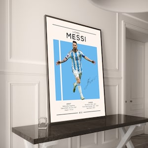Lionel Messi Poster, Argentina Soccer Print, Soccer Gifts, Sports Poster, Football Player Poster, Soccer Wall Art, Sports Bedroom Posters