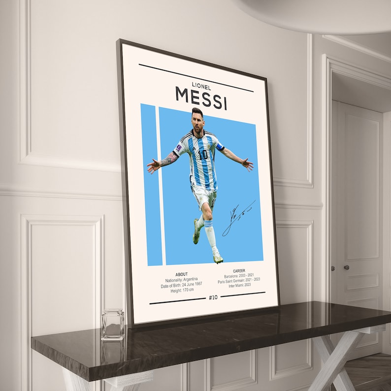 Lionel Messi Poster, Argentina Soccer Print, Soccer Gifts, Sports Poster, Football Player Poster, Soccer Wall Art, Sports Bedroom Posters
