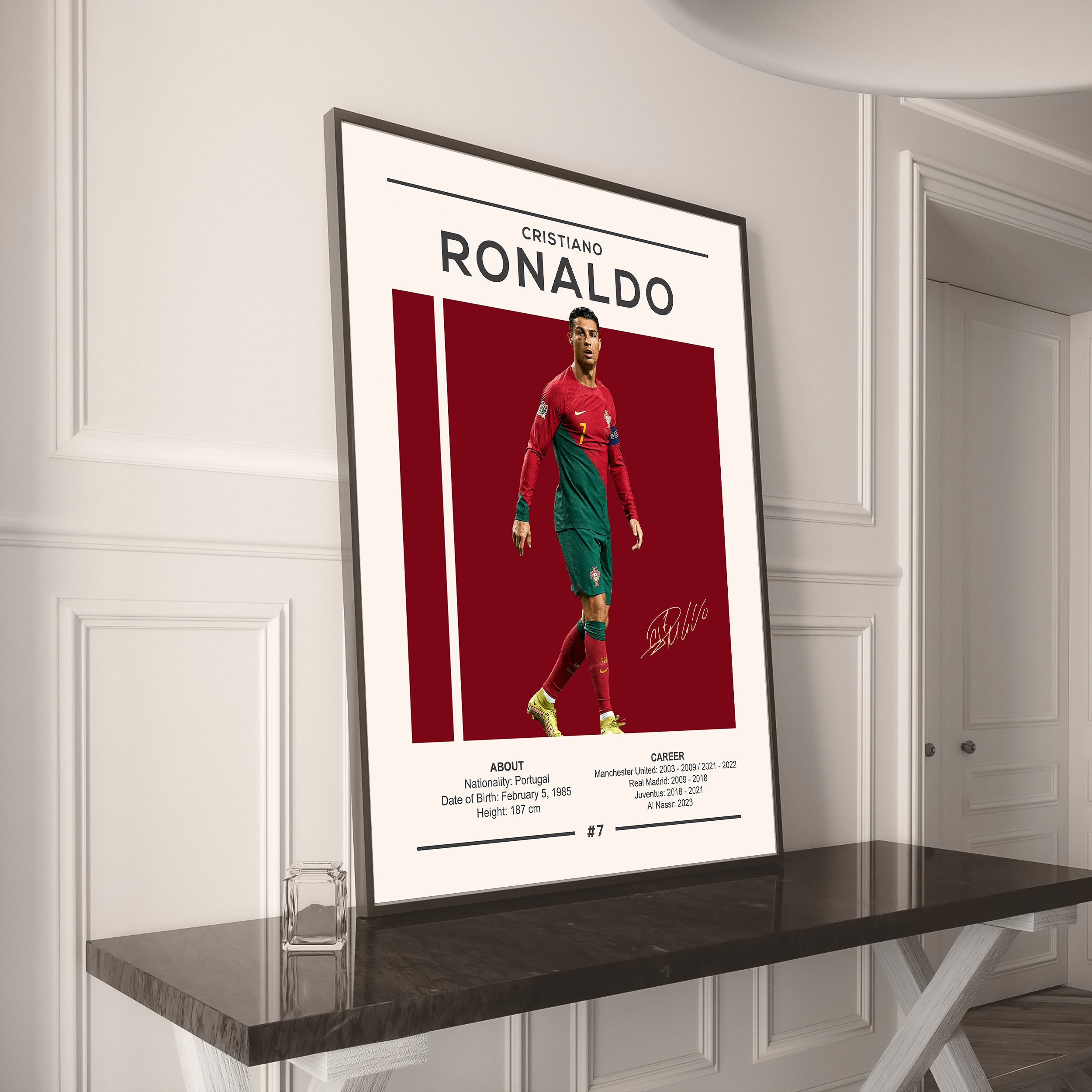 Cristiano Ronaldo Poster, Portugal Football Print, Soccer Gifts, Sports