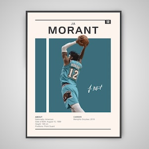 Ja Morant Poster | Ja Morant Print, NBA Posters, Sport Poster, Milwaukee Bucks, Basketball Poster, NBA Wall Art, Man Cave, Memphis Grizzlies