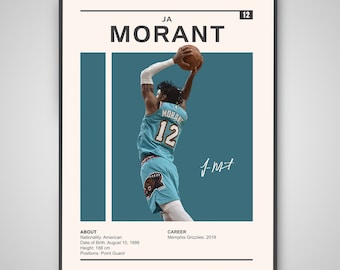 Ja Morant Poster | Ja Morant Print, NBA Poster, Sport Poster, Milwaukee Bucks, Basketball Poster, NBA Wandkunst, Man Cave, Memphis Grizzlies