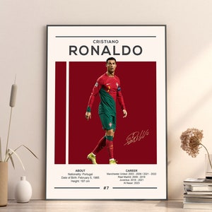 Cristiano Ronaldo Poster, Portugal Football Print, Soccer Gifts, Sports Poster, Football Poster, Soccer Wall Art, Sports Bedroom Posters