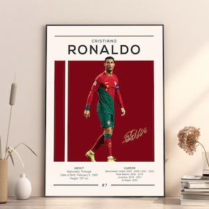 Cristiano Ronaldo Poster, Portugal Football Print, Soccer Gifts, Sports Poster, Football Poster, Soccer Wall Art, Sports Bedroom Posters