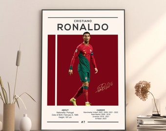Cristiano Ronaldo Poster, Portugal Football Print, Soccer Gifts, Sports Poster, Football Poster, Soccer Wall Art, Sports Bedroom Posters