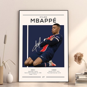Kylian Mbappé Poster, Paris Saint Germain, Fußball Geschenke, Sport Poster, Fußballspieler Poster, Fußball Wandkunst, Sport Schlafzimmer Poster