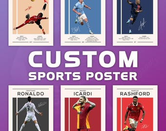Custom Sports Poster Digital Download | Personalized Athlete Print | Custom Wall Art | Sports Fan Gift | Printable Room Decor