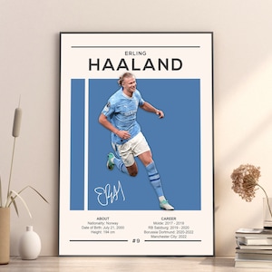 Erling Haaland Poster, Manchester City Poster, Fußball Geschenke, Sport Poster, Fußballspieler Poster, Fußball Wandkunst, Sport Schlafzimmer Poster