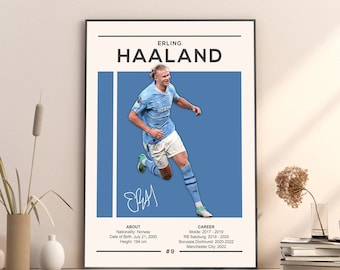 Erling Haaland Poster, Manchester City Poster, Soccer Gifts, Sports Poster, Football Player Poster, Soccer Wall Art, Sports Bedroom Posters