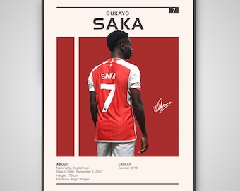 Bukayo Saka Poster | Bukayo Saka Print, Sports Poster, Football Player Poster, Soccer Wall Art Bukayo Saka Arsenal Poster