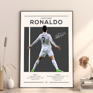 Impresión de Cristiano Ronaldo, póster de Cristiano Ronaldo, regalo de fútbol, póster deportivo, póster de jugador de fútbol, arte mural de fútbol, Real Madrid