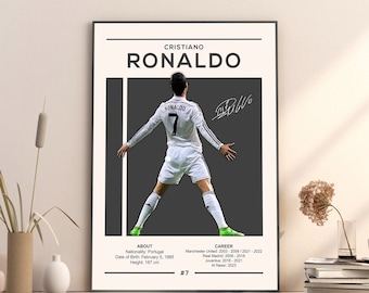 Cristiano Ronaldo Print, Cristiano Ronaldo Poster, Football Gift, Sports Poster, Football Player Poster, Soccer Wall Art, Real Madrid