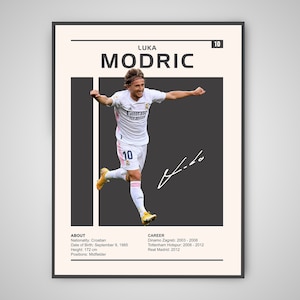 Luka Modric Poster | Digitales Wandposter für Wohnzimmer oder Büro, Geschenke für Ihn, Mid Century Modern, Minimalistische Kunst