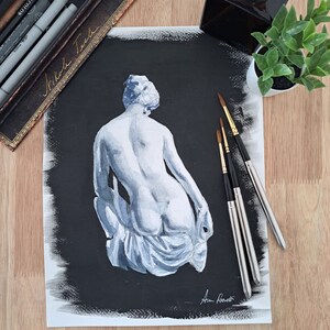 Stampa artistica dell'illustrazione "Statua sospesa" | acquerello ispirato alla statuaria, giclée, decorazione casa, idea regalo, wall art
