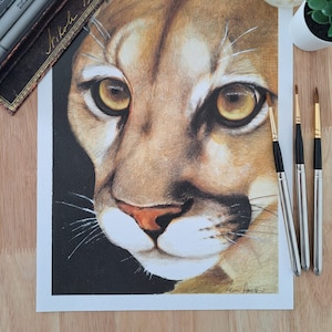 Stampa artistica dell'illustrazione "Puma" | Arte animale, giclée, decorazione casa, idea regalo, wall art, acquerello, tecnica mista