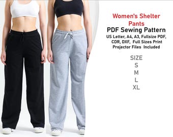 Sweatpants Sewing Pattern PDF - Women’s Oversize Wool Pants, Sewing Patterns for Women