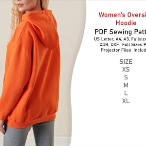 Hoodie PDF Pattern - Oversized Unisex Sewing Pattern - Sewing patterns for women top - Downloadable Sewing Pattern & Guide