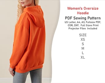 Hoodie PDF Pattern - Oversized Unisex Sewing Pattern - Sewing patterns for women top - Downloadable Sewing Pattern & Guide