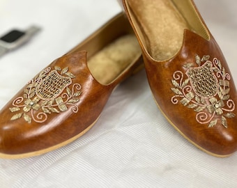 Men Shoes Designer Wedding Men Shoes Traditional Designe Hand Embroidered Groom shoes Unique Gift For Him