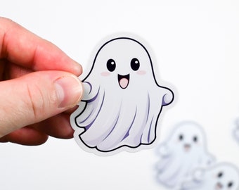 Kawaii Halloween ghost sticker | gift for halloween sticker for laptop, book, door, phone