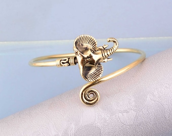 Gold Elephant Bangle, Tribal Swirl, Festival Bracelet,