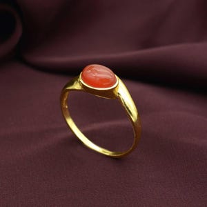 Gold Carnelian Gemstone Ring: Minimalist Boho Style,