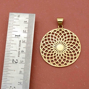 Brass Torus Yantra Pendant: Sacred Geometry Necklace, Bohemian Jewelry,