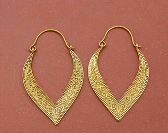 Handmade Twisted Brass Earrings: Boho Ethnic Jewelry,