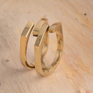 Gold Bar Ring, Modern Ring, 4 Line Ring, Statement Ring, Minimal Ring, Gift for Him/Men, Geometric Ring, Bohemian Ring, Adjustable Ring, image 4