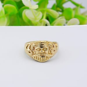Gold Warrior Face Ring: Historical Costume Statement Jewelry,
