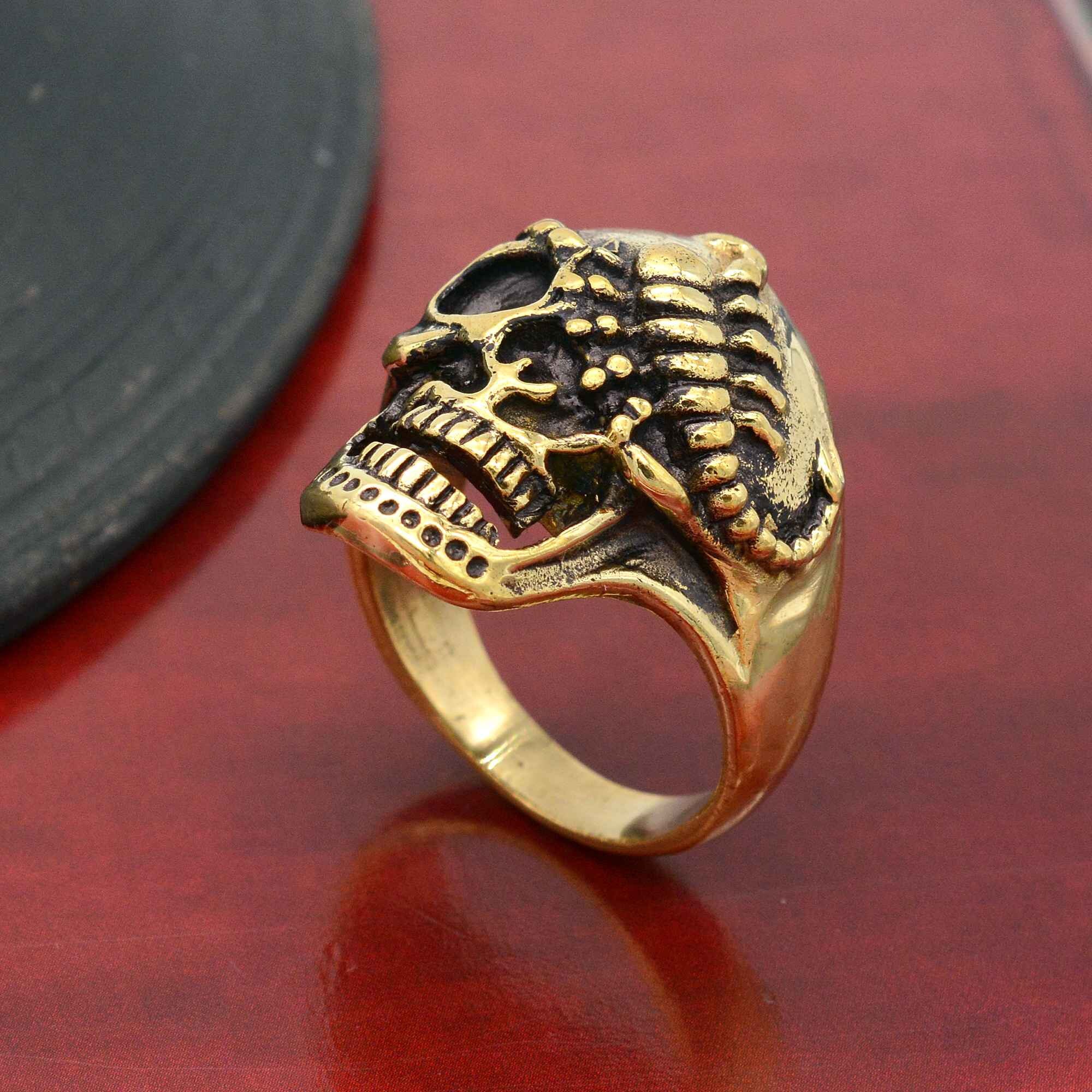 Brass Devil Skull Ring: Decayed Gothic Jewelry, - Etsy