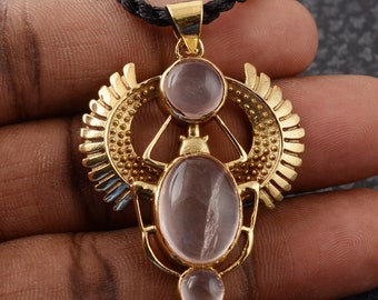 Moonstone Scarab Pendent, Golden Scarab Necklace, Talisman jewellery, Third Eye Pendant, Boho Jewelry, Illuminati Pendant, Ethnic Pendant,