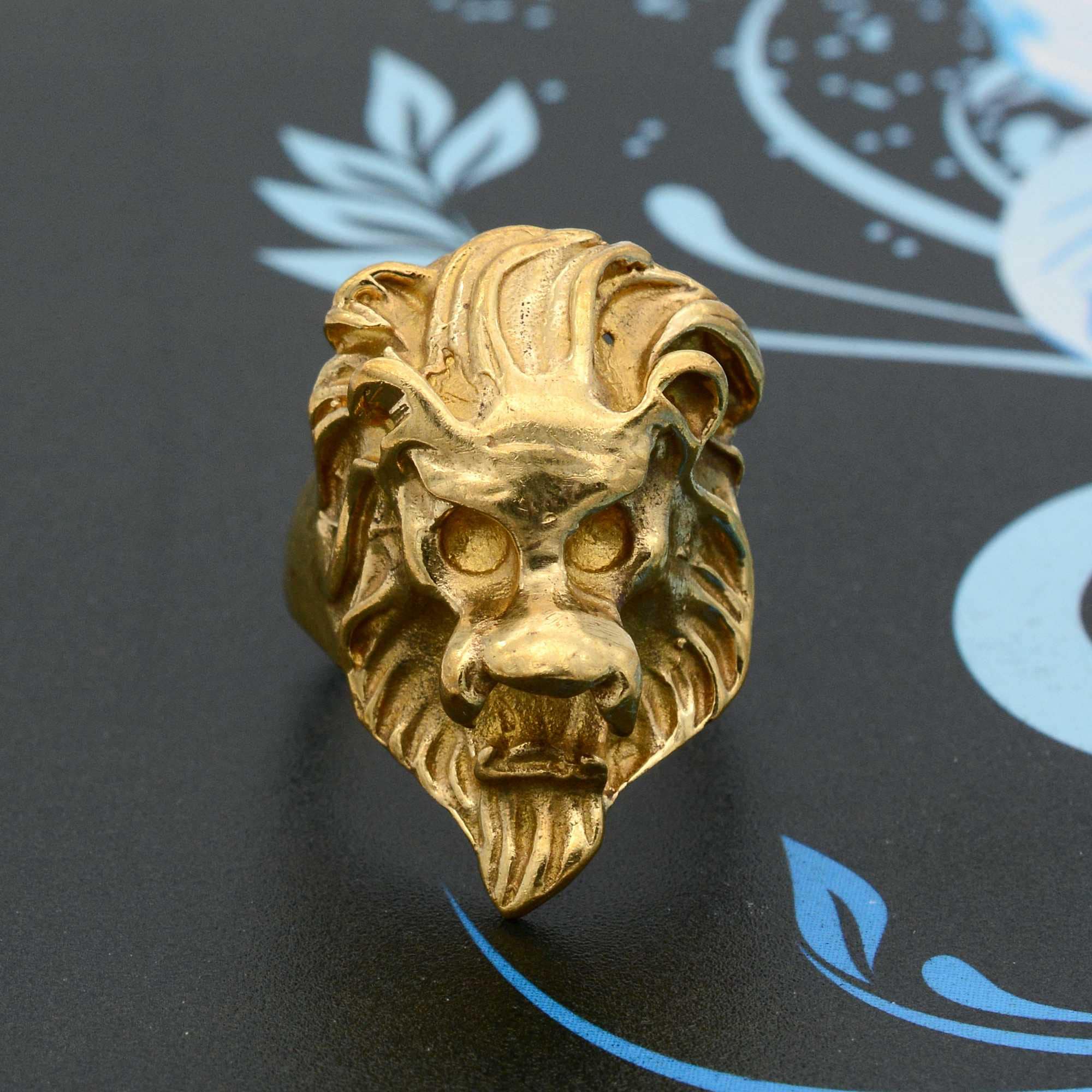 金色のライオンRING 真鍮 Gold Lion Head Ring: Brass Biker Ring, Zodiac Jewelry, - Etsy