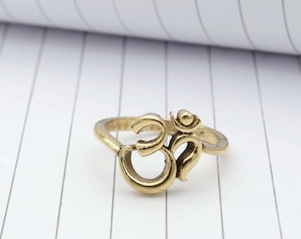 真鍮製オムリング：スピリチュアルヨガ瞑想ジュエリー - Etsy 日本