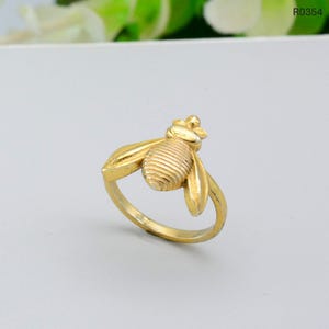 Gold Bumble Bee Ring: Dainty Brass Statement Ring,