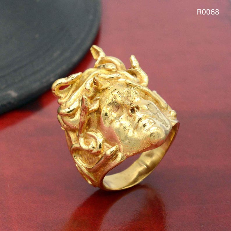 Gold Gorgon Medusa Ring: Greek Mythology Jewelry, image 3
