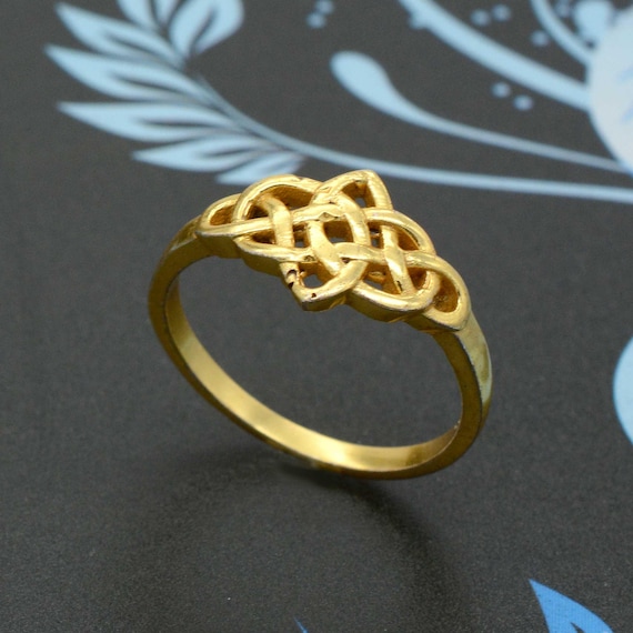 Gold Filigree Celtic Knot Ring: Hand Woven Mandala Jewelry,
