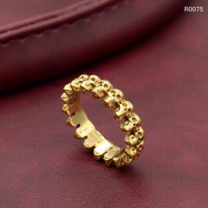 Handmade Brass Multi Skull Ring: Gothic Mens Statement Band