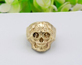 Gold Skull Ring: Gothic Skeleton Brass Ring,