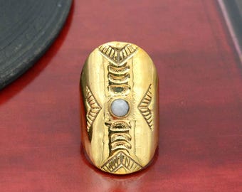 Gold Tribal Statement Ring: Boho Festival Jewelry,