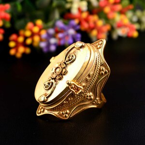 Snuff Ring ,secret Poison Ring, Gold Poison Ring ,unique Poison Ring
