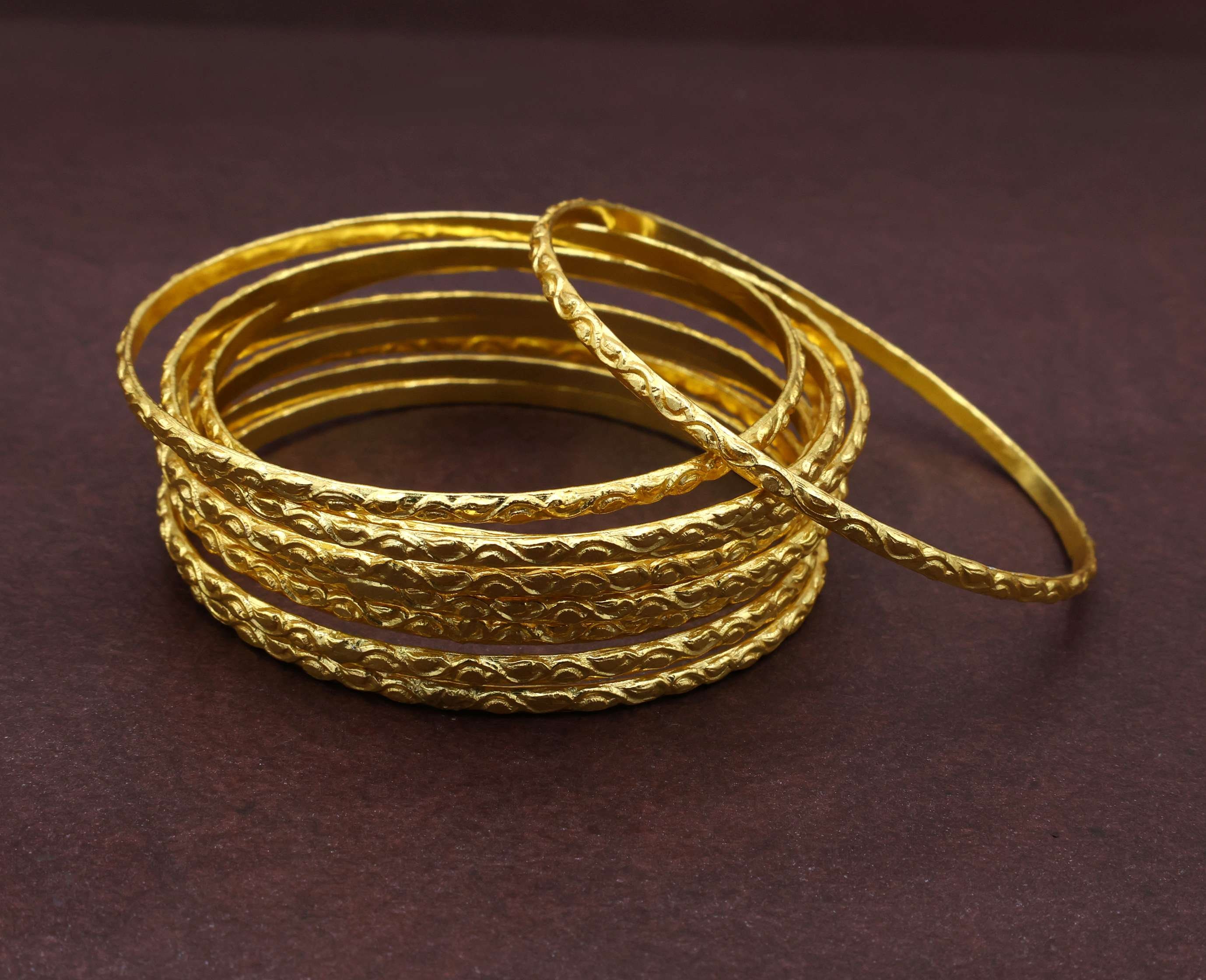 Minimalist Gold Brass Bangles Set: Stackable Charm Bangles, - Etsy