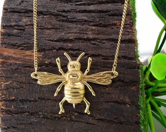 Gold Bienen Anhänger Halskette - Imker Geschenk,