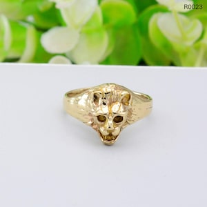 Bold Gold Panther Ring, Fierce Animal Head Design, Powerful Statement Piece for Men or Women, Love Wild Style Jewelry, Handmade Ring, Bohe