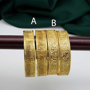 Gold Kada Brass Bangles: Antique Temple Jewelry,