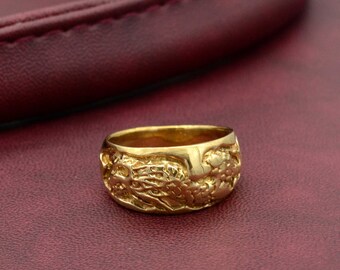 Handmade Brass Gold Band Ring: Boho Wedding Jewelry,
