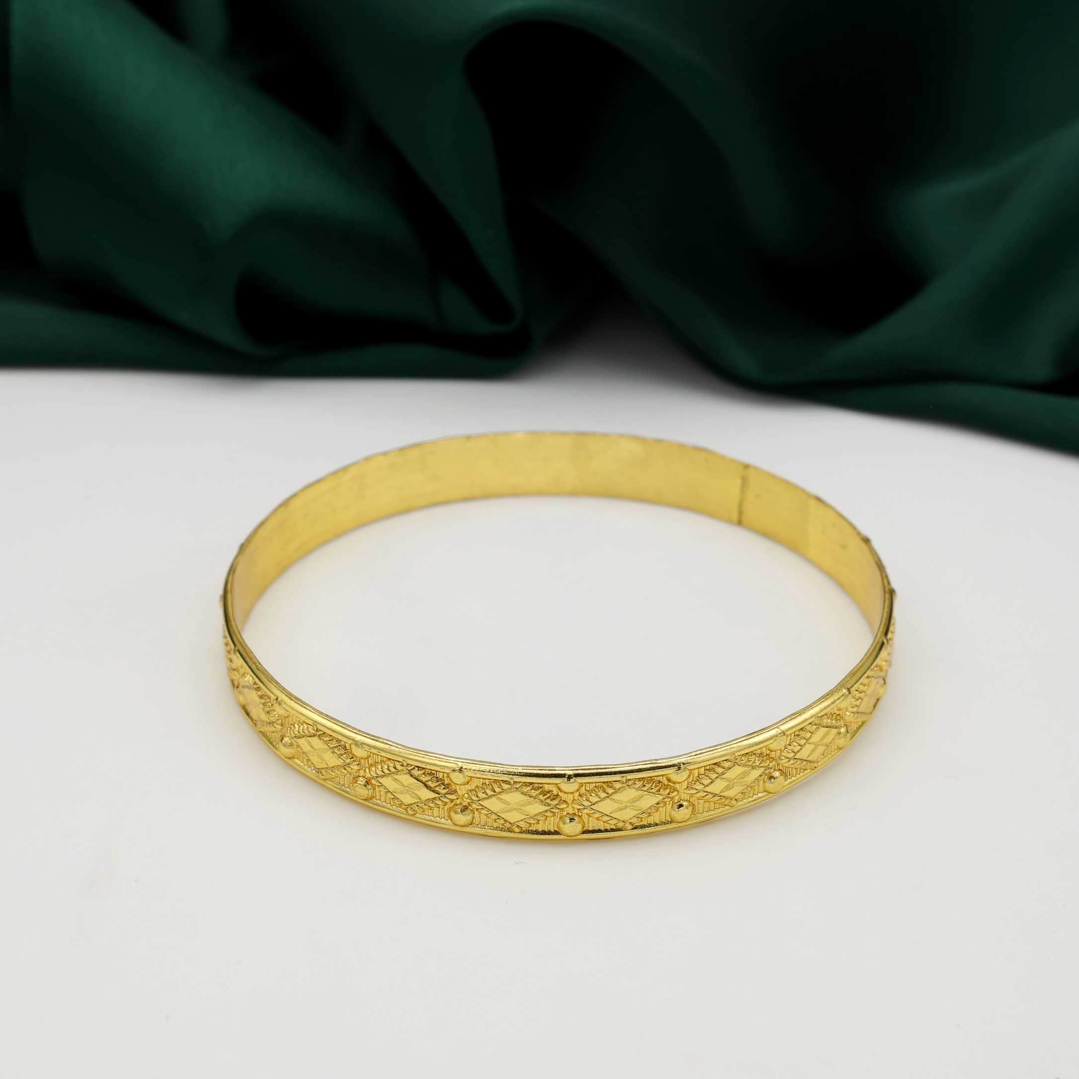 Bracelet Jonc Vintage Or Jaune 18 Carats - Finitions Rainurées - Parfait état